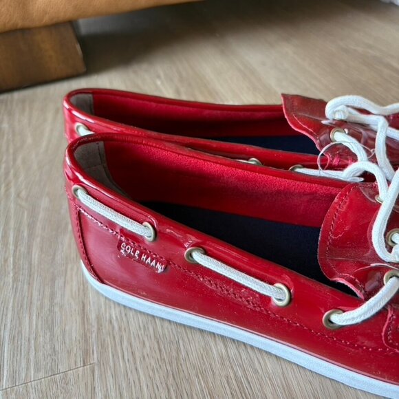 Cole Haan Womens Red Patent Leather Boat Shoes NWOT Size 8 - Picture 3 of 7